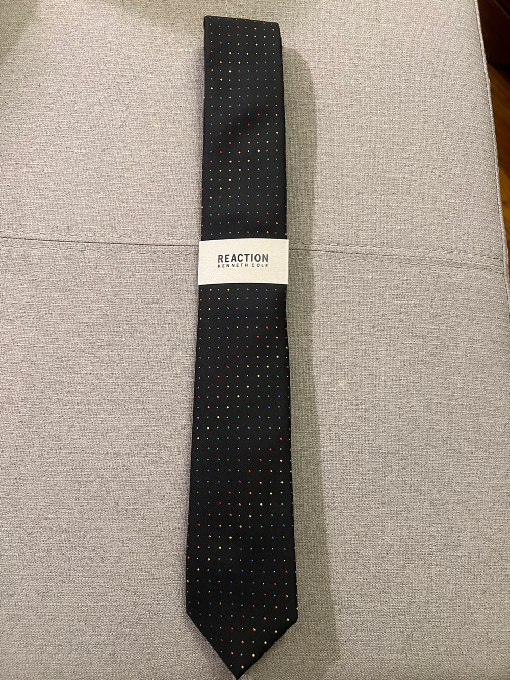 Reaction Kenneth Cole Black Tie with Multicolor Micro Dots